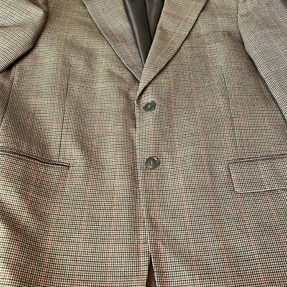 Stanley Blacker Brown Plaid Blazer Size 43R